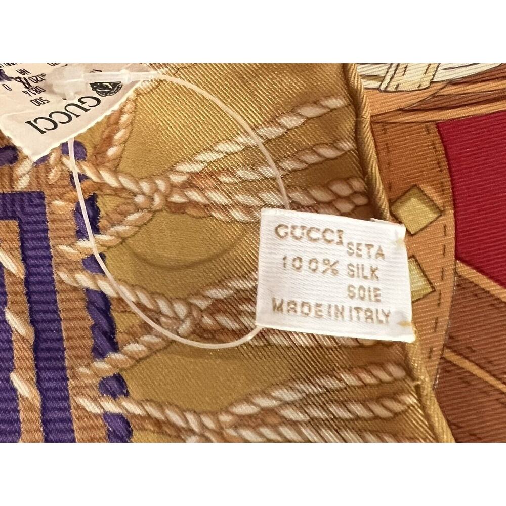 GUCCI Vintage Equestrian 100% Silk Scarf Made In Italy NWT - Picture 7 of 9